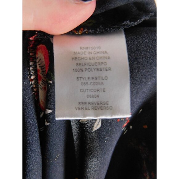 Crescent & Willough M Black Floral Boho Blouse Cottagecore Sheer - Picture 9 of 10
